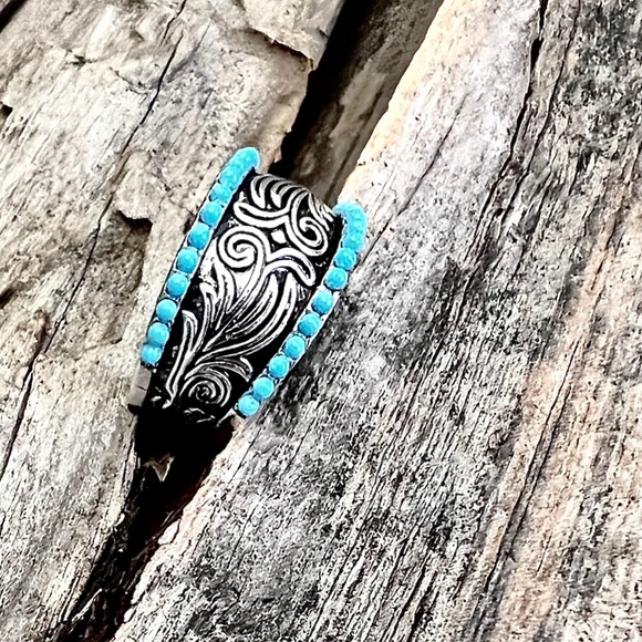 Turquoise scroll ring - Picture 2 of 2